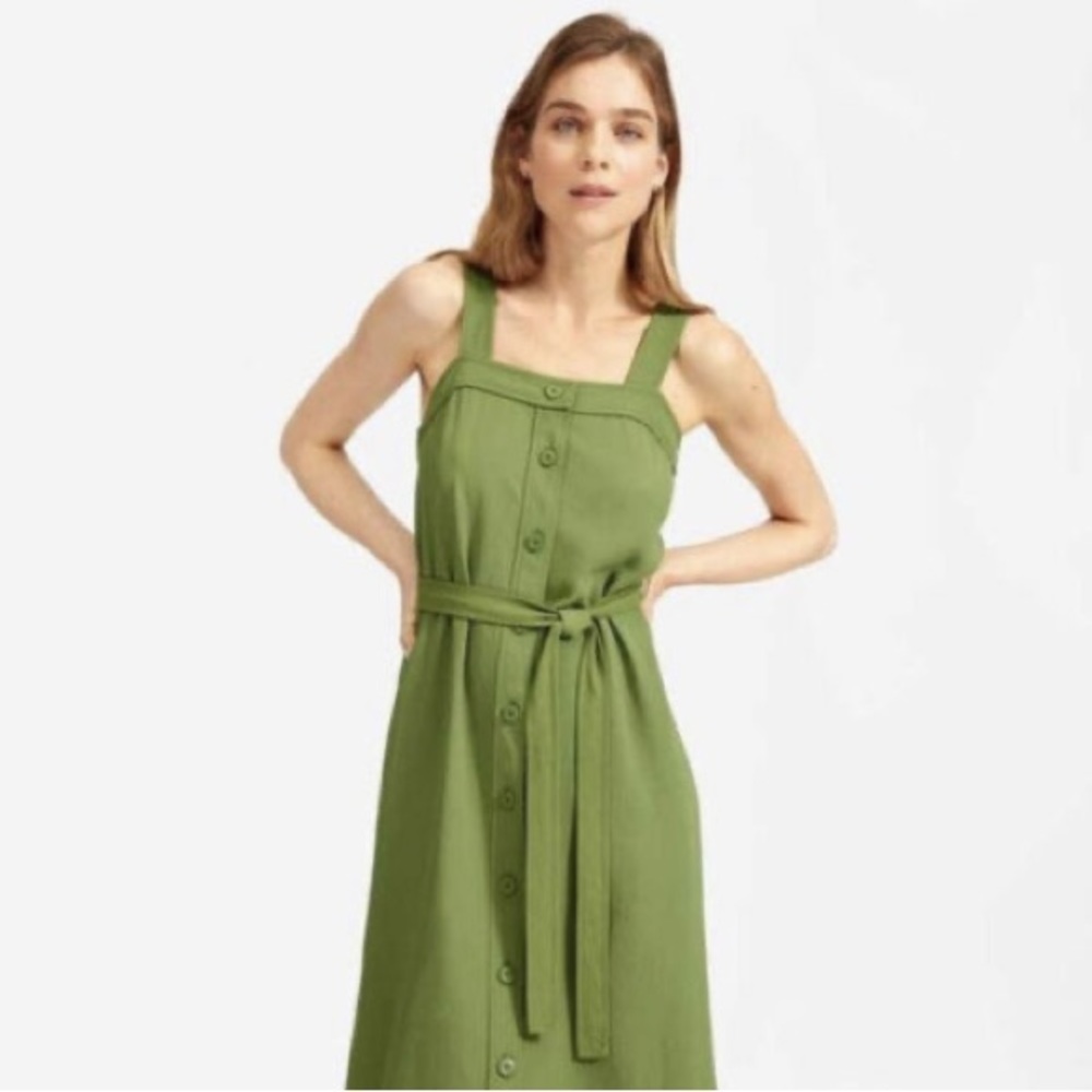 Everlane Green Japanese GoWeave Button front Picnic dress